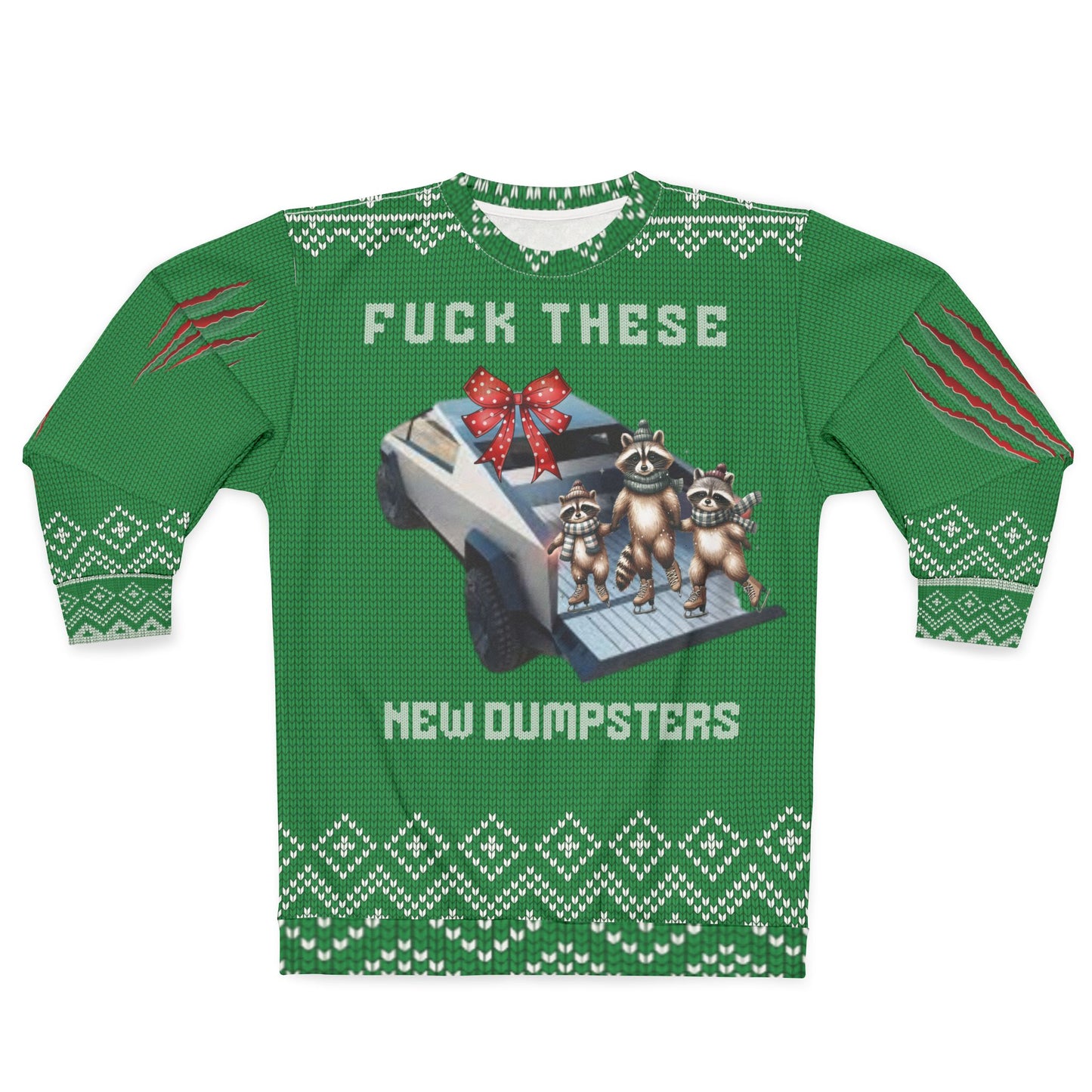 UGLY Christmas Sweater - Cyber Truck - F*ck These New Dumpsters