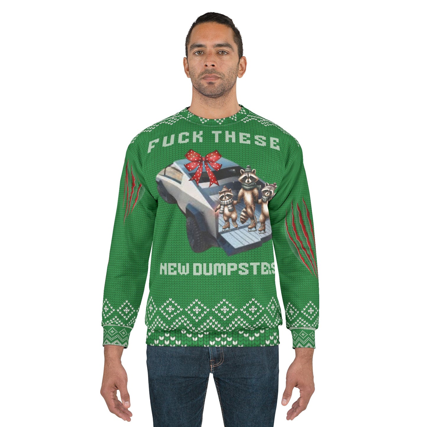 UGLY Christmas Sweater - Cyber Truck - F*ck These New Dumpsters