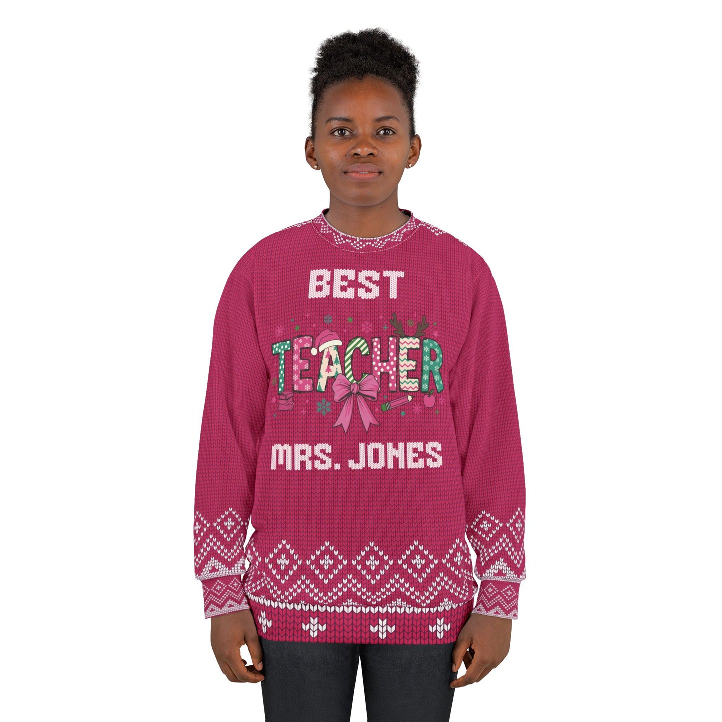 Not So - UGLY Christmas Sweater - Best TEACHER - Personalized