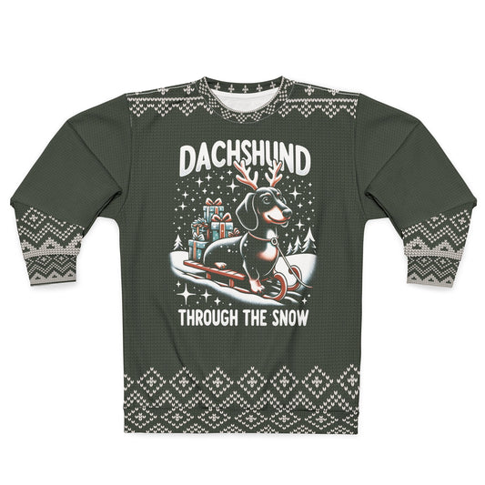 UGLY Christmas Sweater - DACHSHUND - Through the Snow