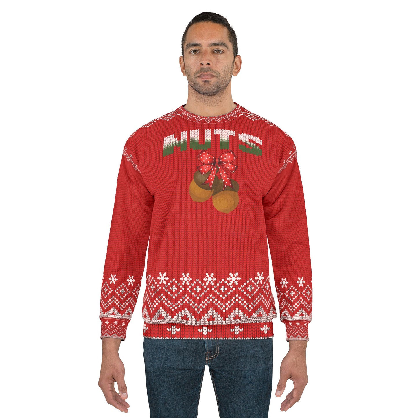 Couples Ugly Christmas Sweater - MATURE - "NUTS" ... goes with "CHEST"