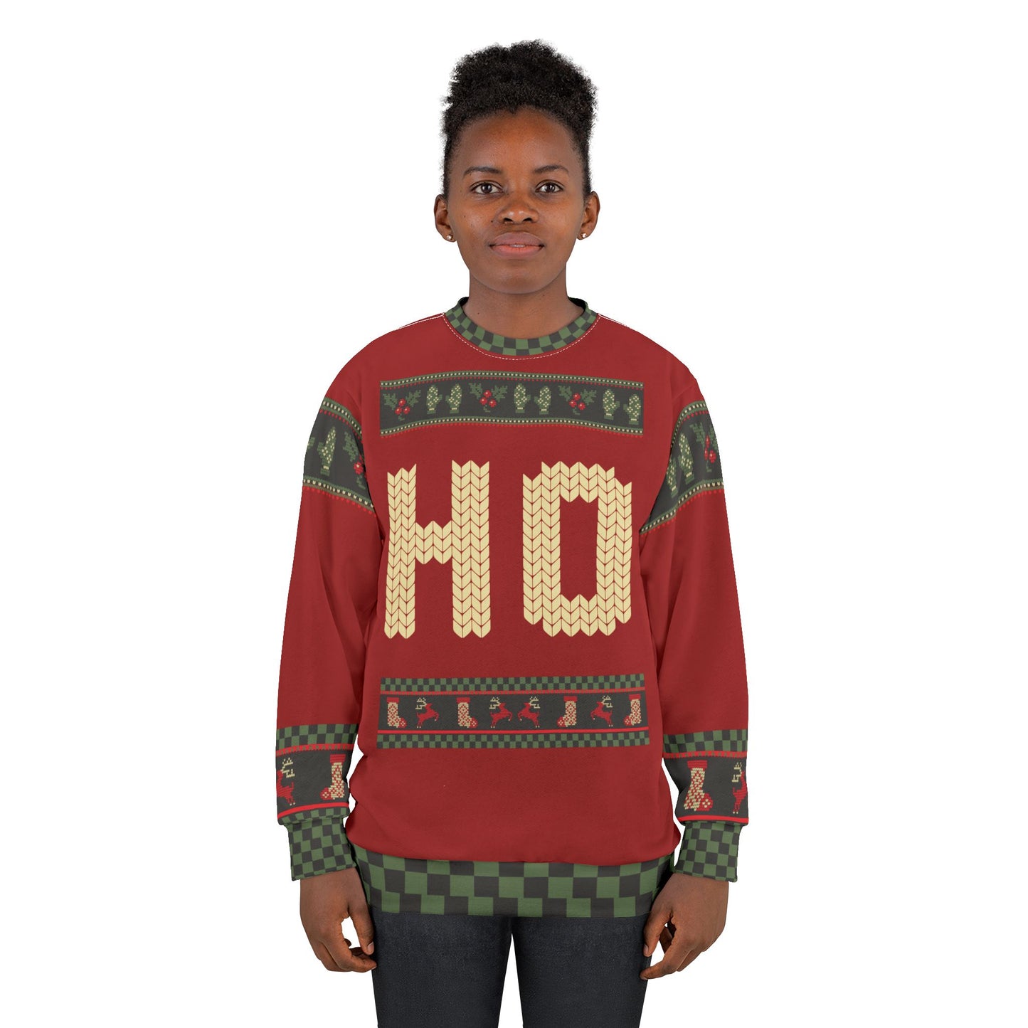 UGLY Christmas Sweater - COUPLES - HO - Goes with Here For the Ho Ho Ho's - Sure to get some laughs - VER 2