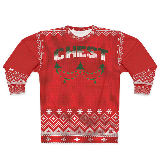 Couples Ugly Christmas Sweater - MATURE - "CHEST" ... goes with "NUTS"