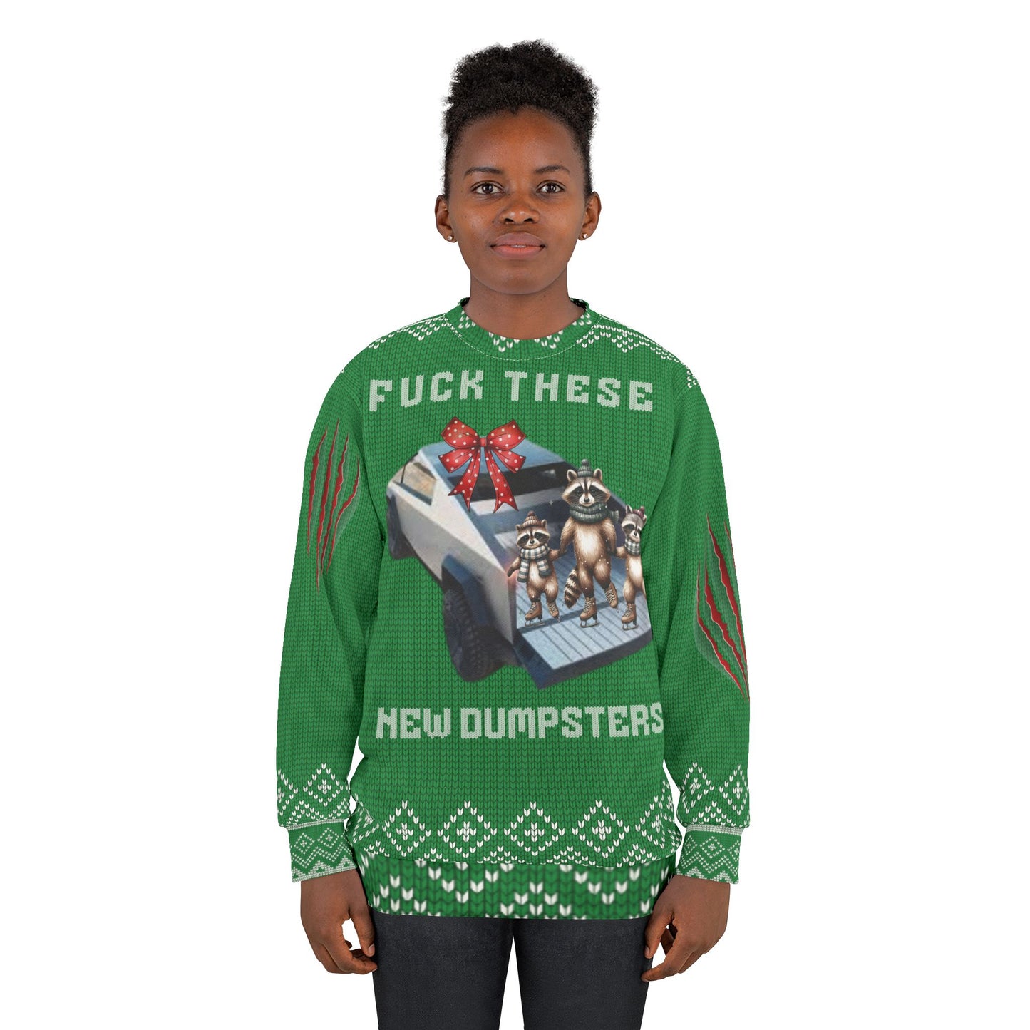 UGLY Christmas Sweater - Cyber Truck - F*ck These New Dumpsters